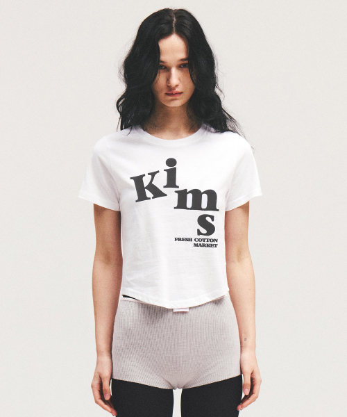 (Унисекс) Messy Alpha логотип Tee White