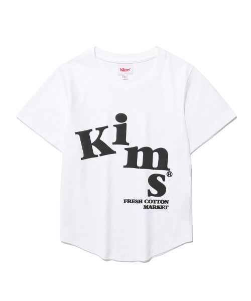 (Унисекс) Messy Alpha логотип Tee White