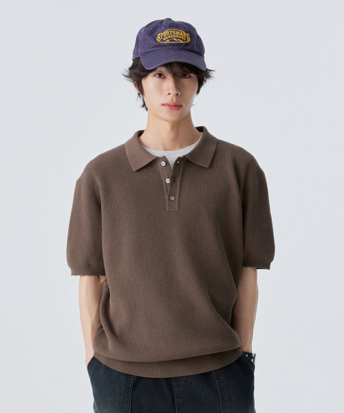 [M~4XL] Оверсайз хлопковое поло с коротким рукавом_Khaki