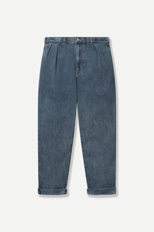 Джинсы тейперед с двумя защипами Navy BNESTA323NY