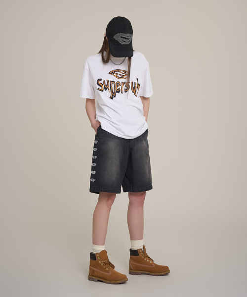 Джинсовые шорты Swaber с принтом по бокам (Black)