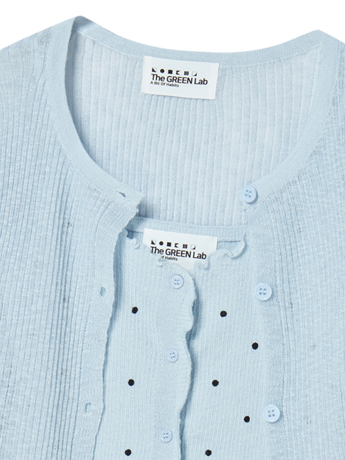 Комплект из топа и кардигана в горошек (Light Blue)