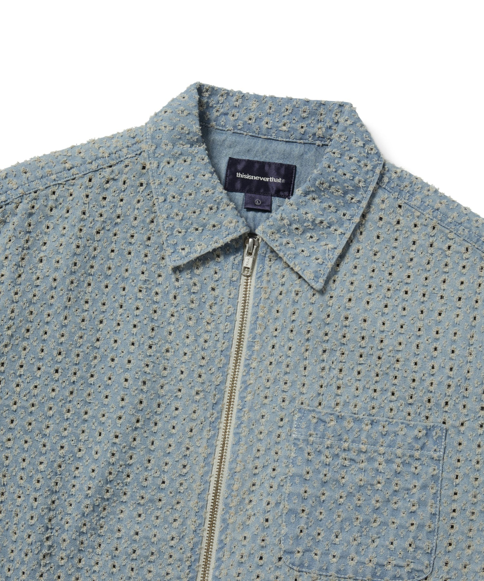 【2plan】S/S Shea Damaged Washed Denim Shirt Summer shea damage washed denim half shirt - 2PLAN | 60