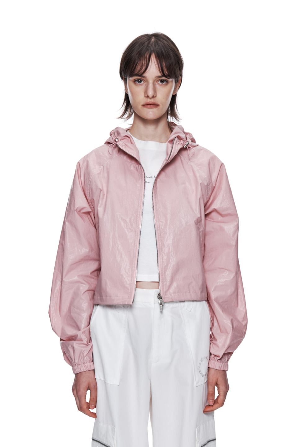 MUSINSA | MATIN KIM MATIN CROP HOODY COATING JUMPER IN PINK