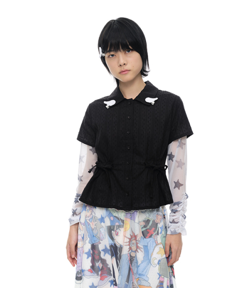 YB x Oliwa Wing Pin Tie Waist Shirt_black