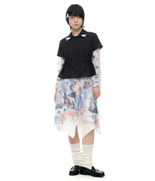 YB x Oliwa Wing Pin Tie Waist Shirt_black