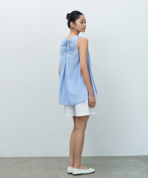Блузка без рукавов со сборкой сзади, Light Blue MBESTO006LB