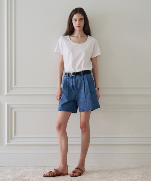 SUPIMA SILKET U NECK T-SHIRTS [WHITE]