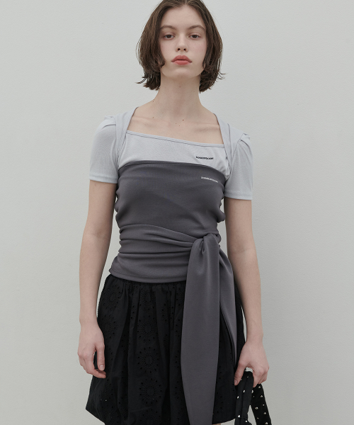 Mira Belt Ribbon топ Charcoal