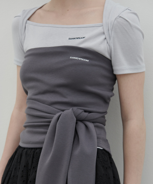Mira Belt Ribbon топ Charcoal
