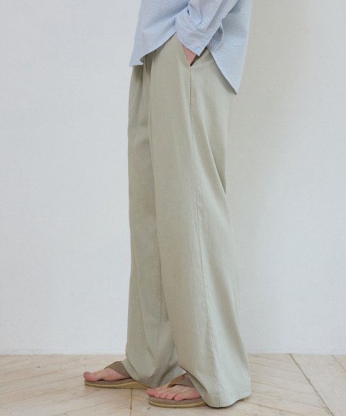 Muse двойной защип полушироке брюки LIGHT BEIGE (W25-PT04)