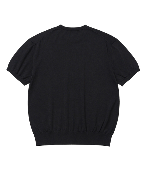 Базовый кроп вязаный топ с коротким рукавом [BLACK]