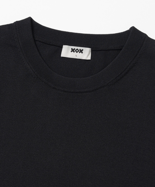 Базовый кроп вязаный топ с коротким рукавом [BLACK]