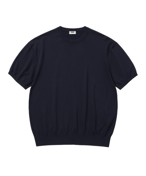 Базовый кроп-трикотаж с круглым вырезом [NAVY]