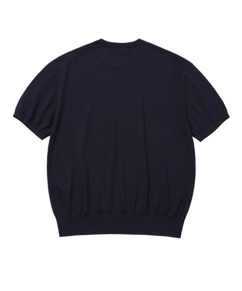 Базовый кроп-трикотаж с круглым вырезом [NAVY]