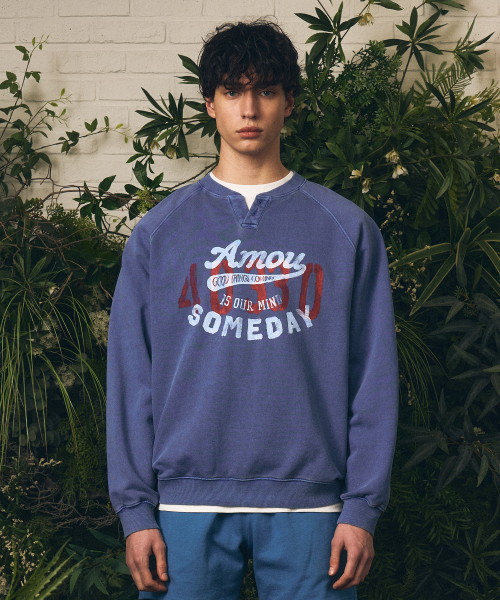 Amou someday Henley neck синий