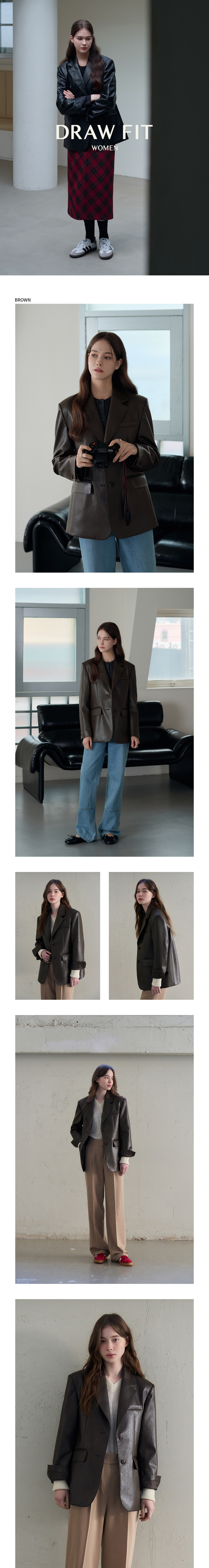 MUSINSA公式 | DRAWFIT WOMEN Leather overfit single blazer [D