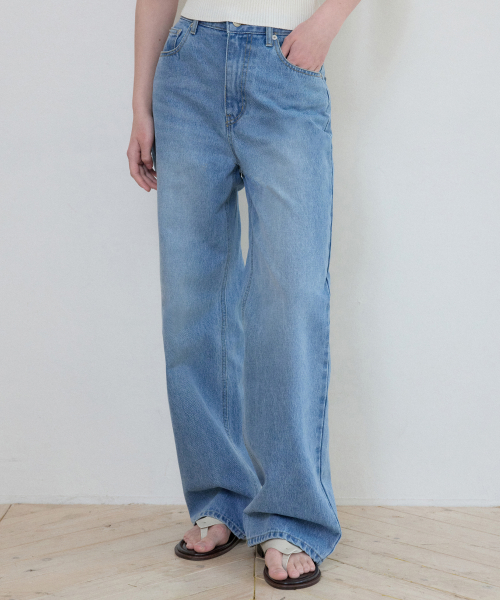 Джинсы Classic washed semi-wide Light Blue (W25-PT08)