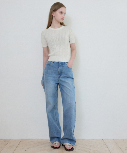 Джинсы Classic washed semi-wide Light Blue (W25-PT08)