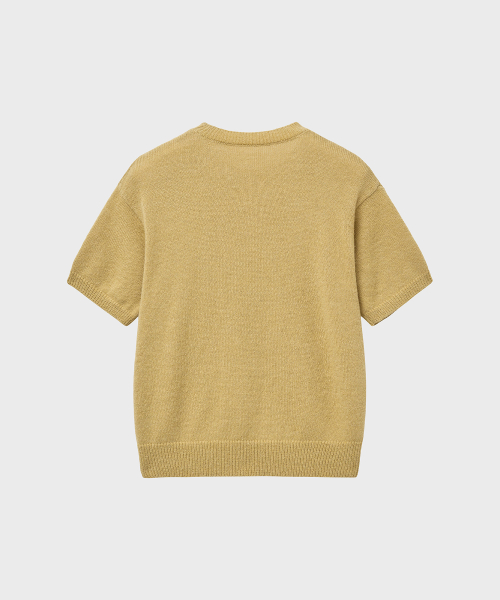 Пушистый кроп-трикотаж с коротким рукавом (Mustard)