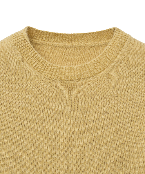 Пушистый кроп-трикотаж с коротким рукавом (Mustard)