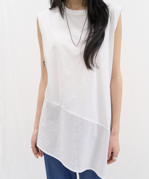 хлопок Square Layered платье (White)