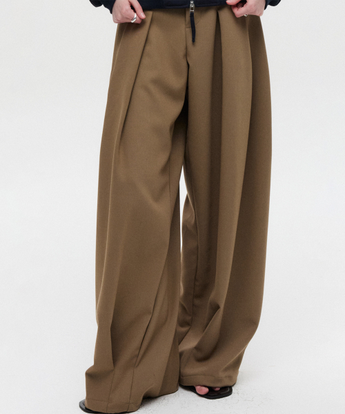 Широкие брюки со складками Beige