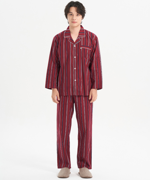 Burgundy ST Mens длинный Sleeve Pajamas Set