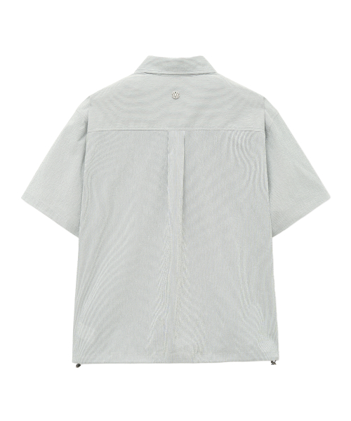 PINSTRIPE короткий SLEEVE рубашка (LIGHT GRAY)