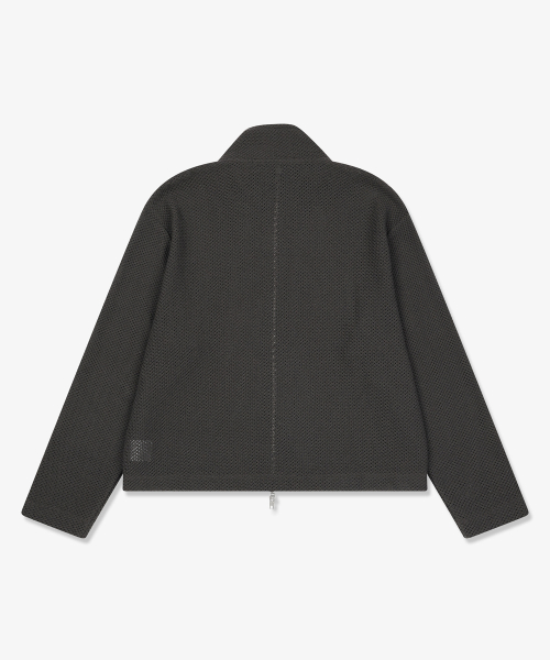 MESH KNIT ZIP-UP (DARK GREY)
