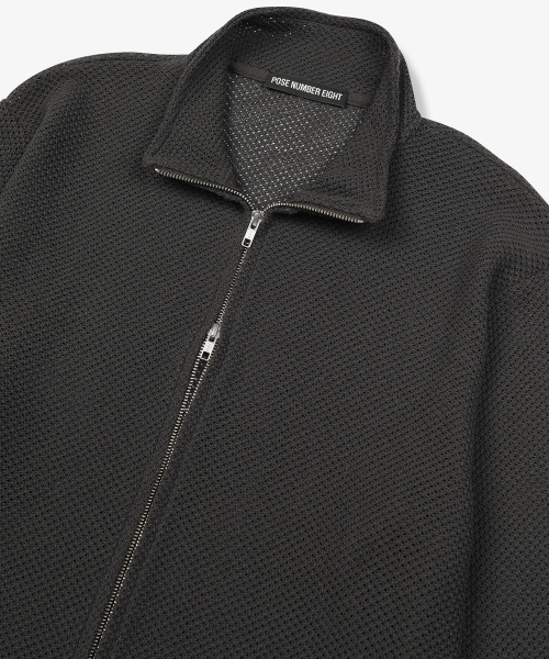 MESH KNIT ZIP-UP (DARK GREY)
