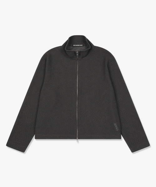 MESH KNIT ZIP-UP (DARK GREY)