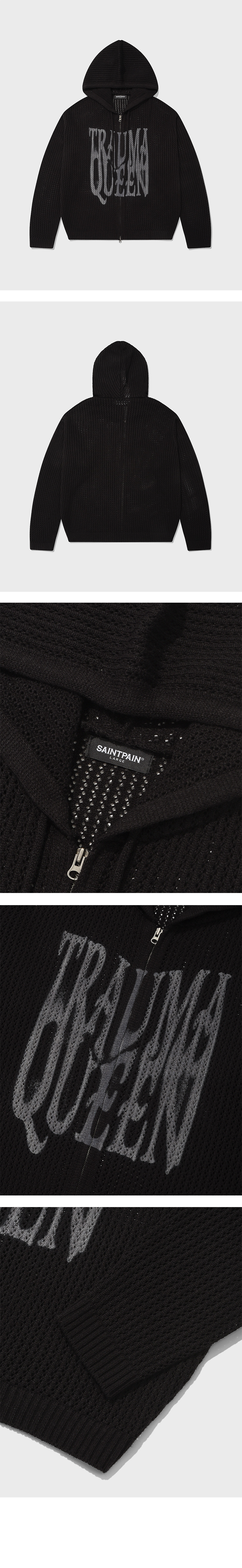 MUSINSA | SAINTPAIN SP Phantom Mesh Knit Zip-up Black