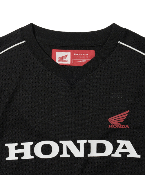 Motorcycle Piping Mesh Short Sleeve Black