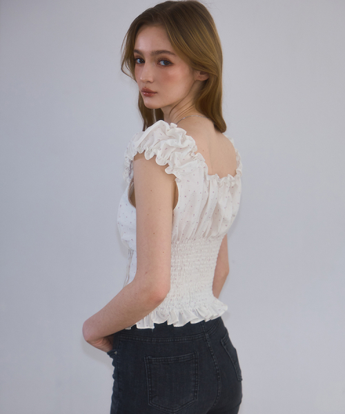 Frill Shirring Sleeveless [Flower]