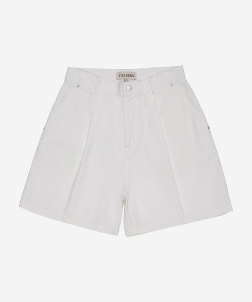 WIDE TWO-TUCK HALF-PANTS WHITE