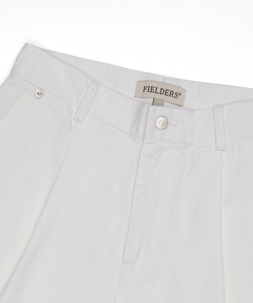 WIDE TWO-TUCK HALF-PANTS WHITE