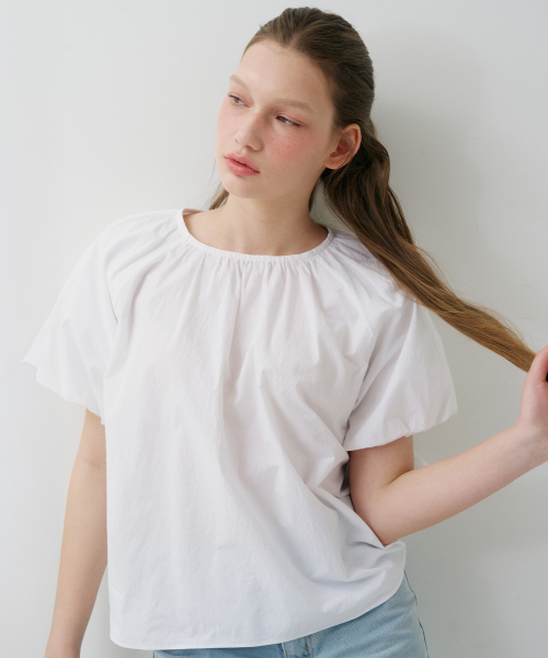SHORTS SHIRRING BLOUSE WHITE