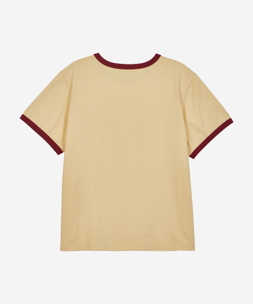 GRAPHIC CROPPED RINGER T-SHIRT YELLOW/RED