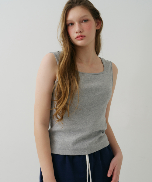 SQUARE NECK SLEEVELESS GREY
