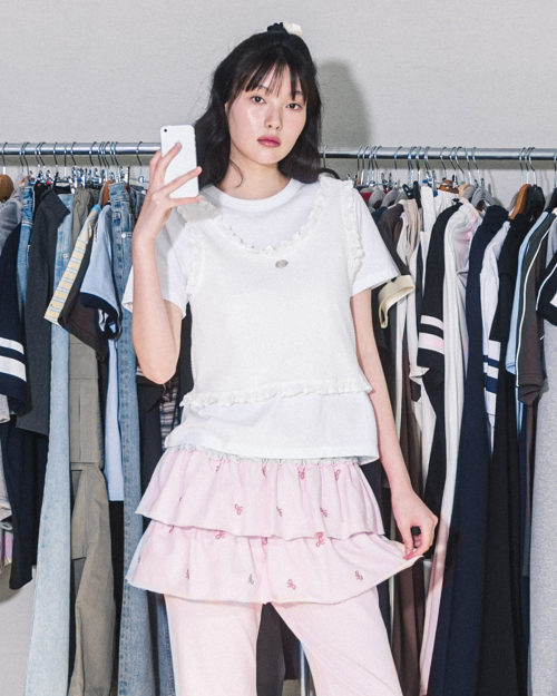 LAYERED LACE SLEEVELESS(WHITE)