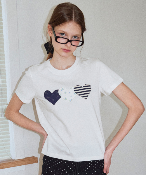 Heart Patch Cotton T-shirt White