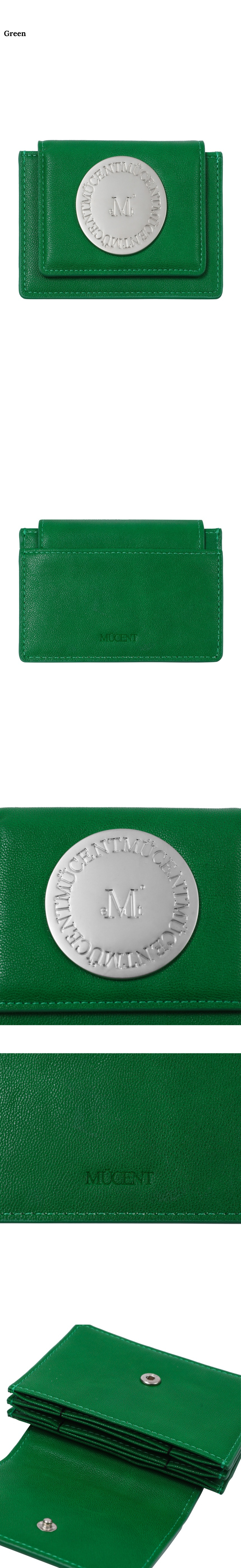 MUSINSA | MUCENT Round Metal Logo Saffiano Accordion Wallet