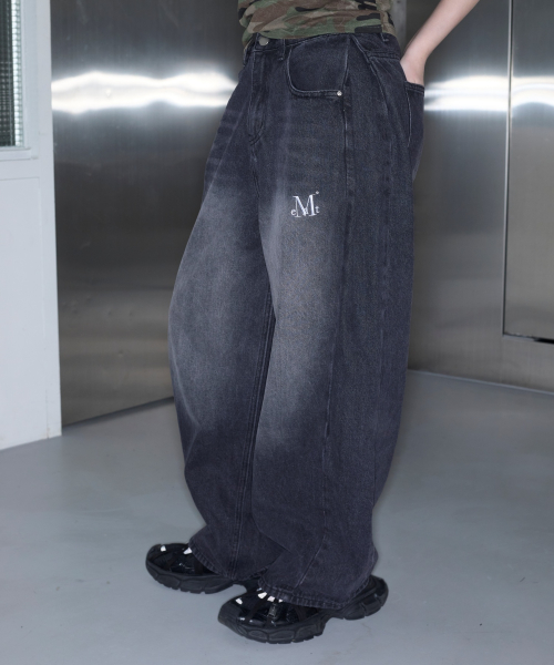 PENTA SIDE PINTUCK DENIM PANTS UNISEX (2Color)