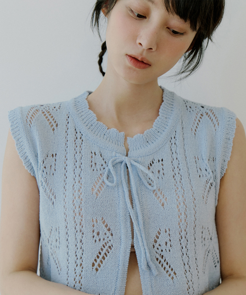 WOI CROCHET VEST POWDER BLUE