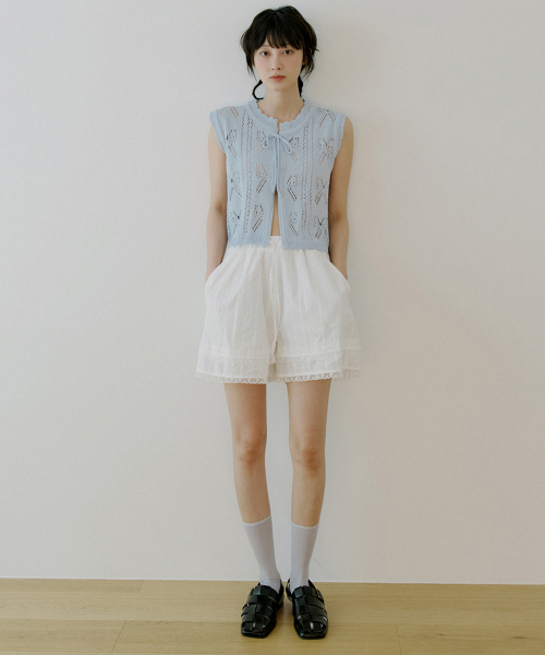 WOI CROCHET VEST POWDER BLUE