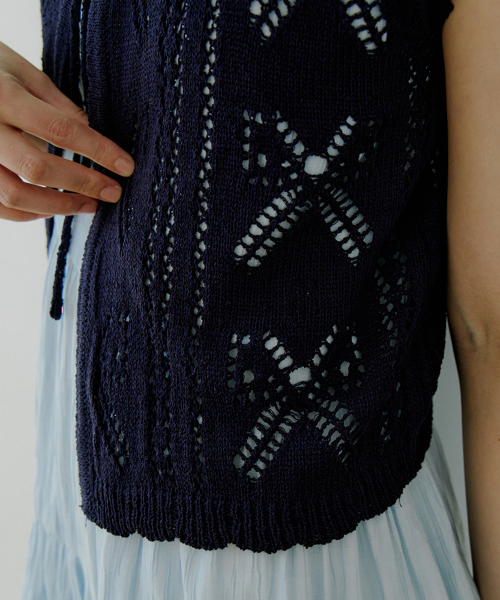 WOI CROCHET VEST NAVY