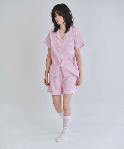 (w)Standard Flower-Apple Pajamas Short Sleeve Set