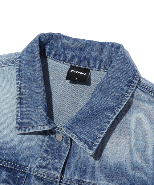 укороченный деним короткий рукав рубашка LIGHT INDIGO (LP2YF337-062)