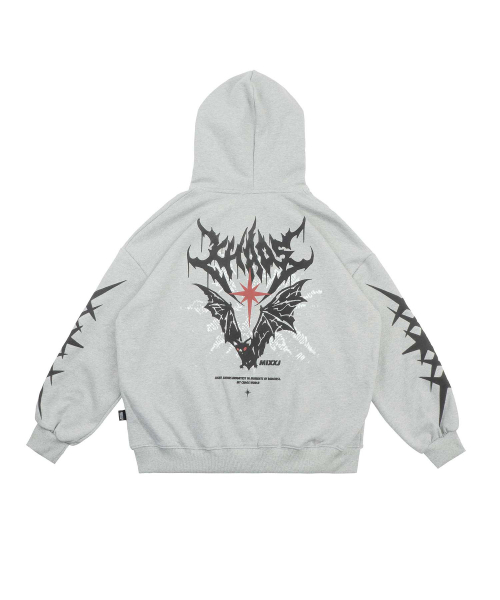 BAT HOOD ZIP-UP (GRAY)